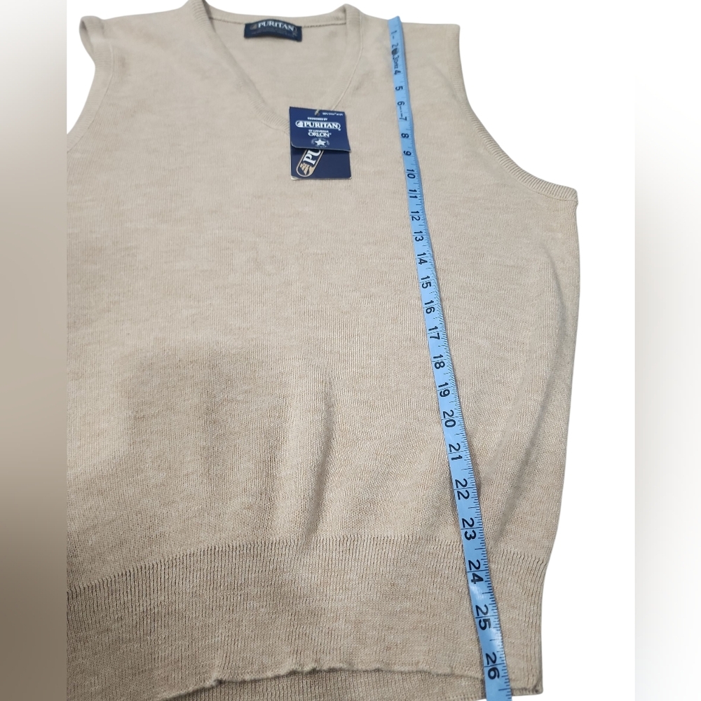 Puritan V neck Men's Knitted Beige Vest. Size XL. NWT - Picture 7 of 8